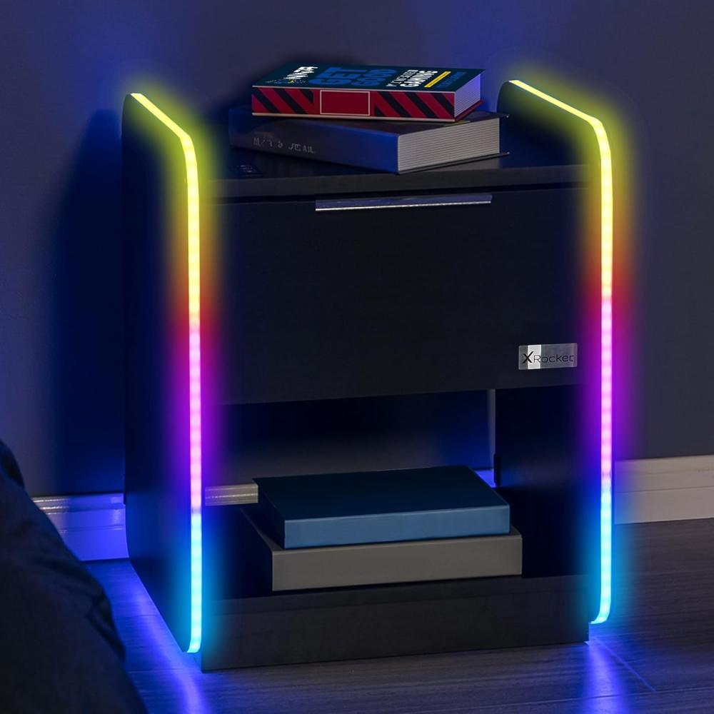 XRocker Electra Nachttisch - Gaming Nachtschrank mit RGB-Beleuchtung, App-Steuerung & Wireless Bild 1