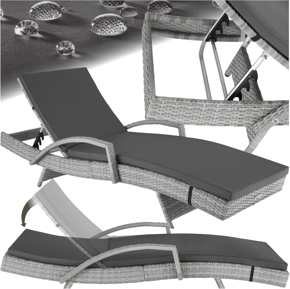 tectake Gartenliege Rattan Sonnenliege, 1, 1 St, 1tlg, mit Aluminiumgestell Bild 1