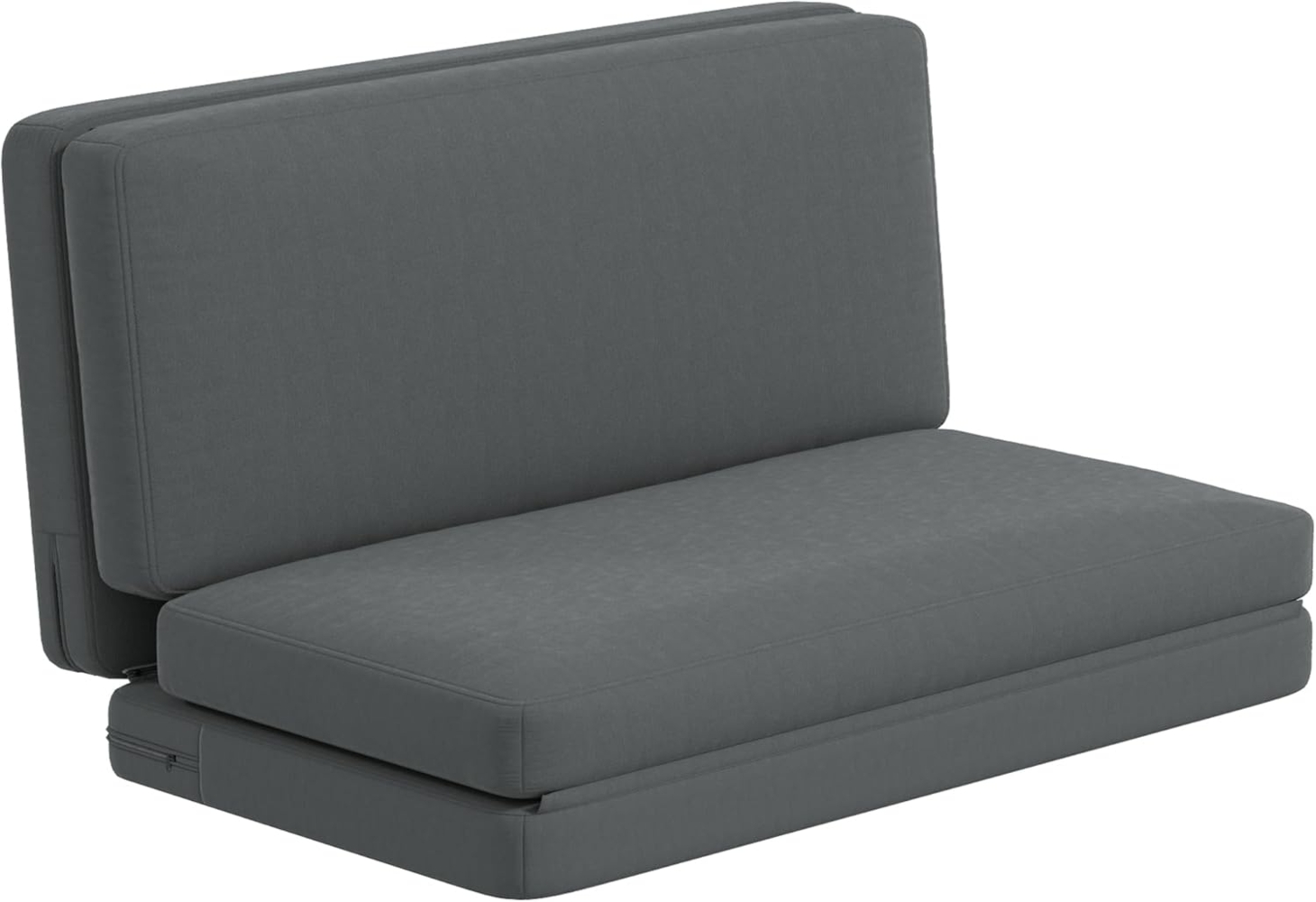 HOMCOM Sitzkissen 3-in-1 Klappbar Schlafsofa mit Samtoptik, für Schlafzimmer, Wohnzimmer, Dunkelgrau Bild 1