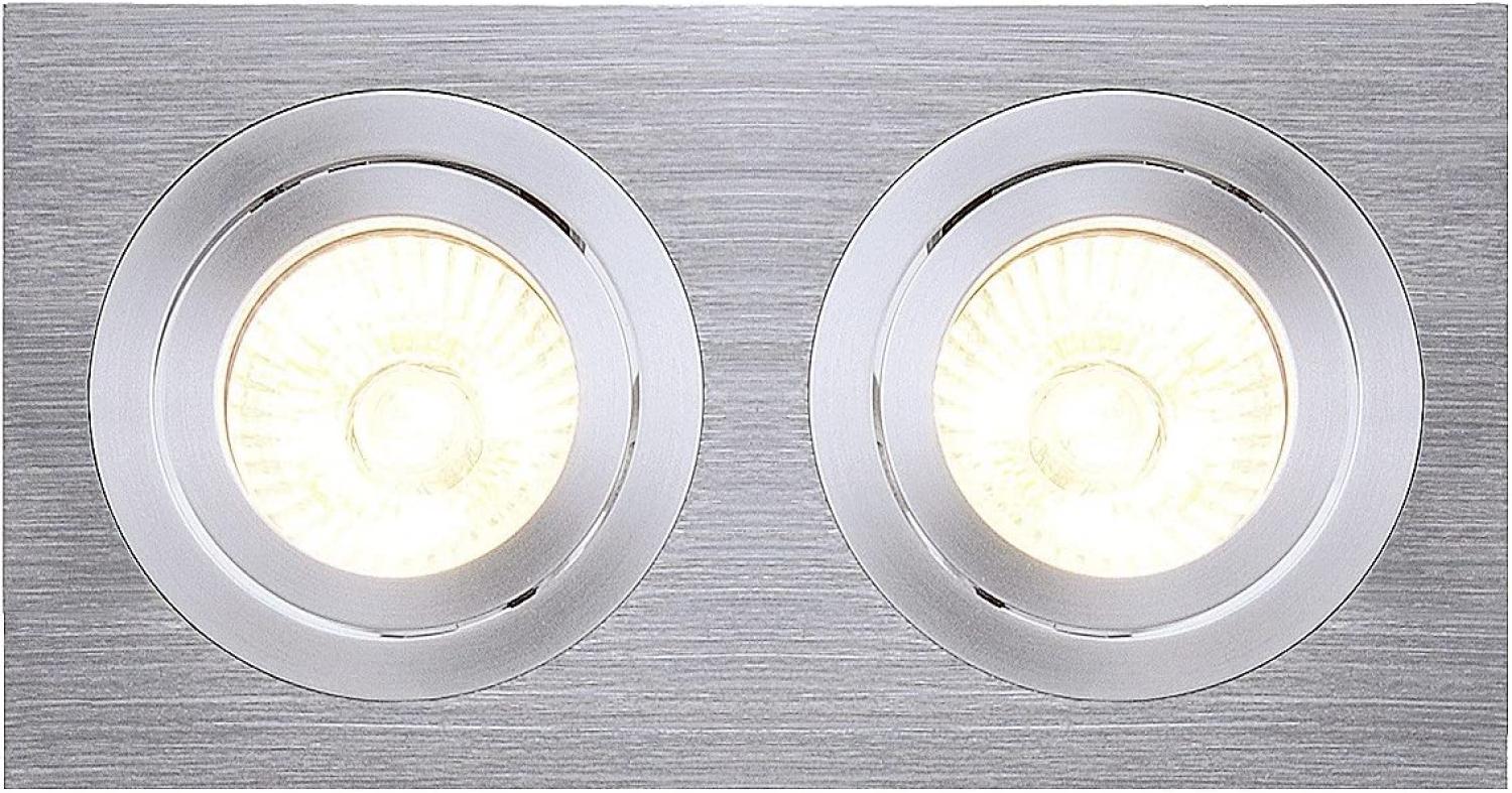 SLV No. 111362 NEW TRIA II GU10 Downlight rechteckig alu brushed max. 2x50W inkl. Clipfedern Bild 1