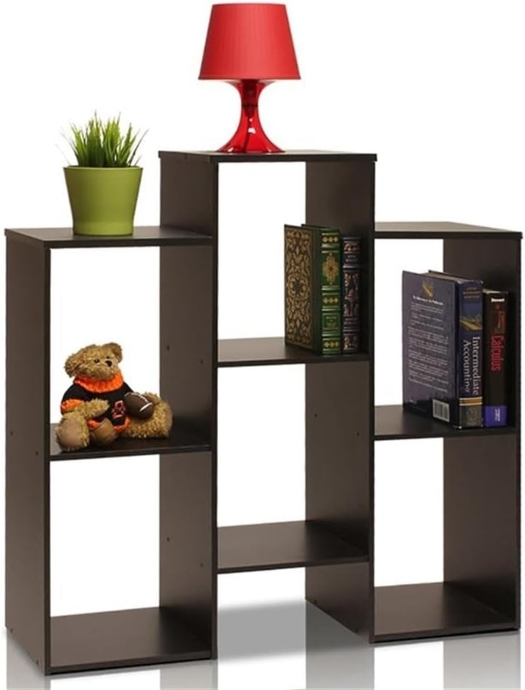 Furinno Bücherregal mit 6 Fächern, Holz, schwarz, 29. 97x29. 97x90. 68 cm Bild 1