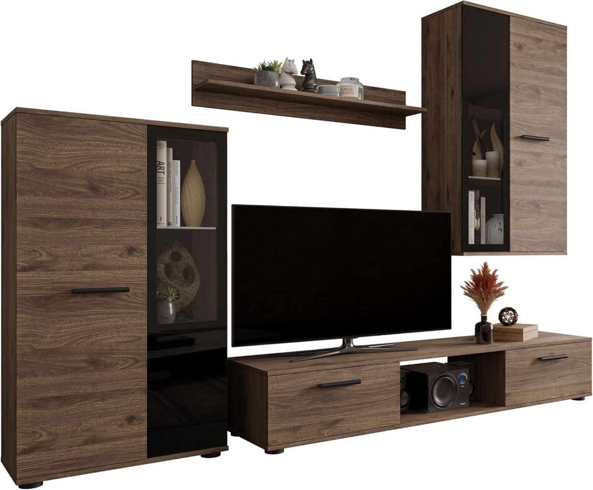 Wohnwand Salsa, ohne Beleuchtung, Farbe: Nuss Okapi Bild 1