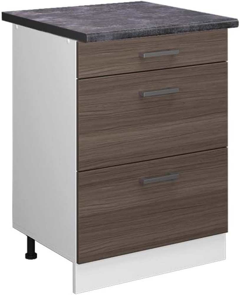 Vicco Küchenunterschrank R-Line, Grau/Weiß, 60 cm mit Schubladen, AP Anthrazit Bild 1