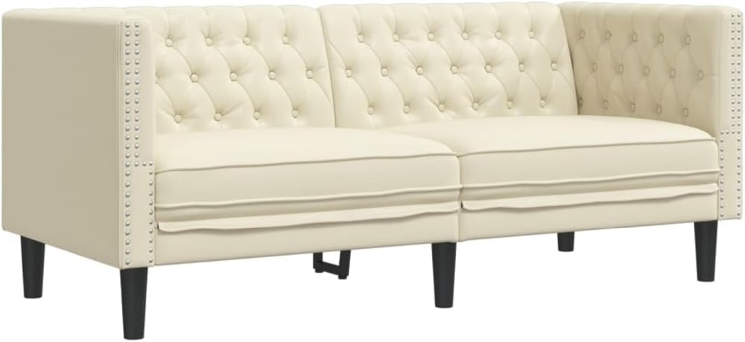 Chesterfield-Sofa 2-Sitzer Creme Kunstleder 372660 Bild 1