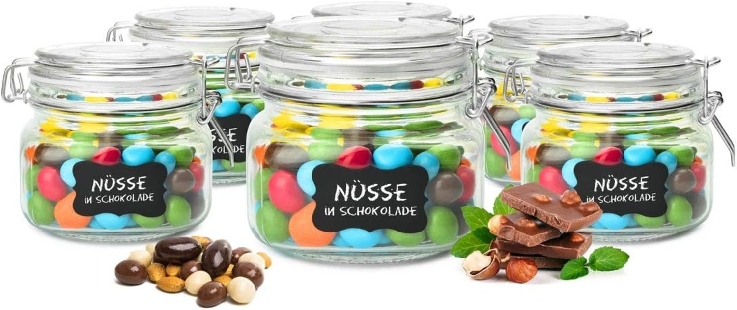 Einmachglas 500ml mit Bügelverschluss Tafelfeld Kreide Einmachgläser Vorratsglas Vorratsdose 2-12 Stk. Bild 1