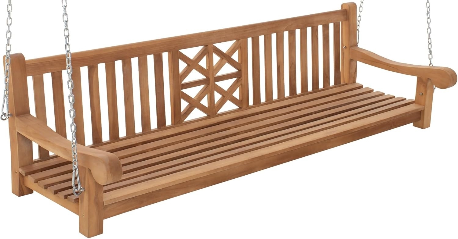 CLP Schaukelbank Farm Teakholz wetterfest mit Befestigungsmaterial,teak 220 cm Bild 1