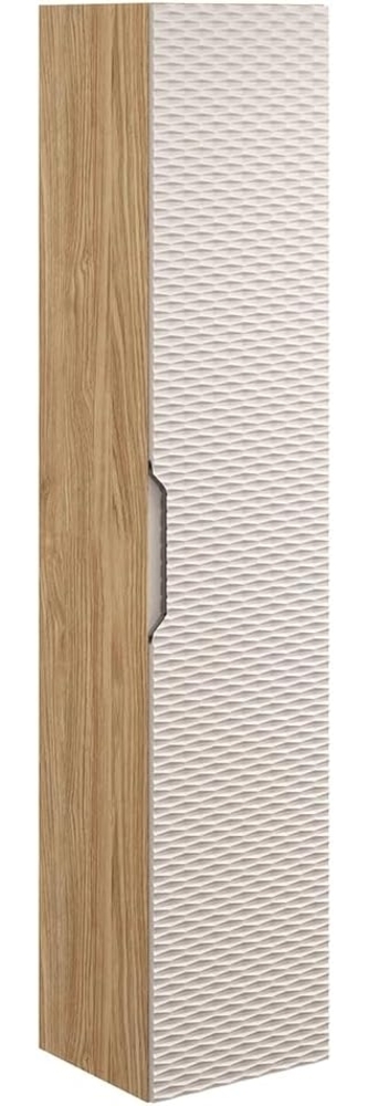 Lomadox Hochschrank OLUO-56-BEIGE Badschrank, 1-türig, Eiche mit beige, 3D-Struktur Bild 1