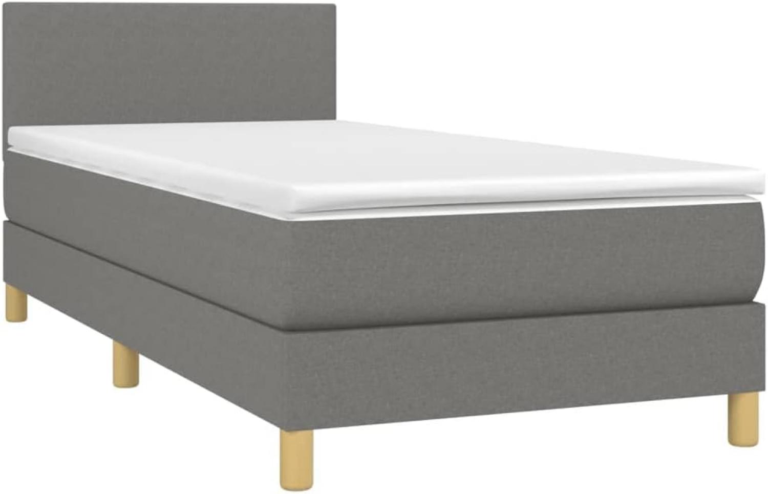 vidaXL Boxspringbett mit Matratze Dunkelgrau 100x200 cm Stoff 3140434 Bild 1