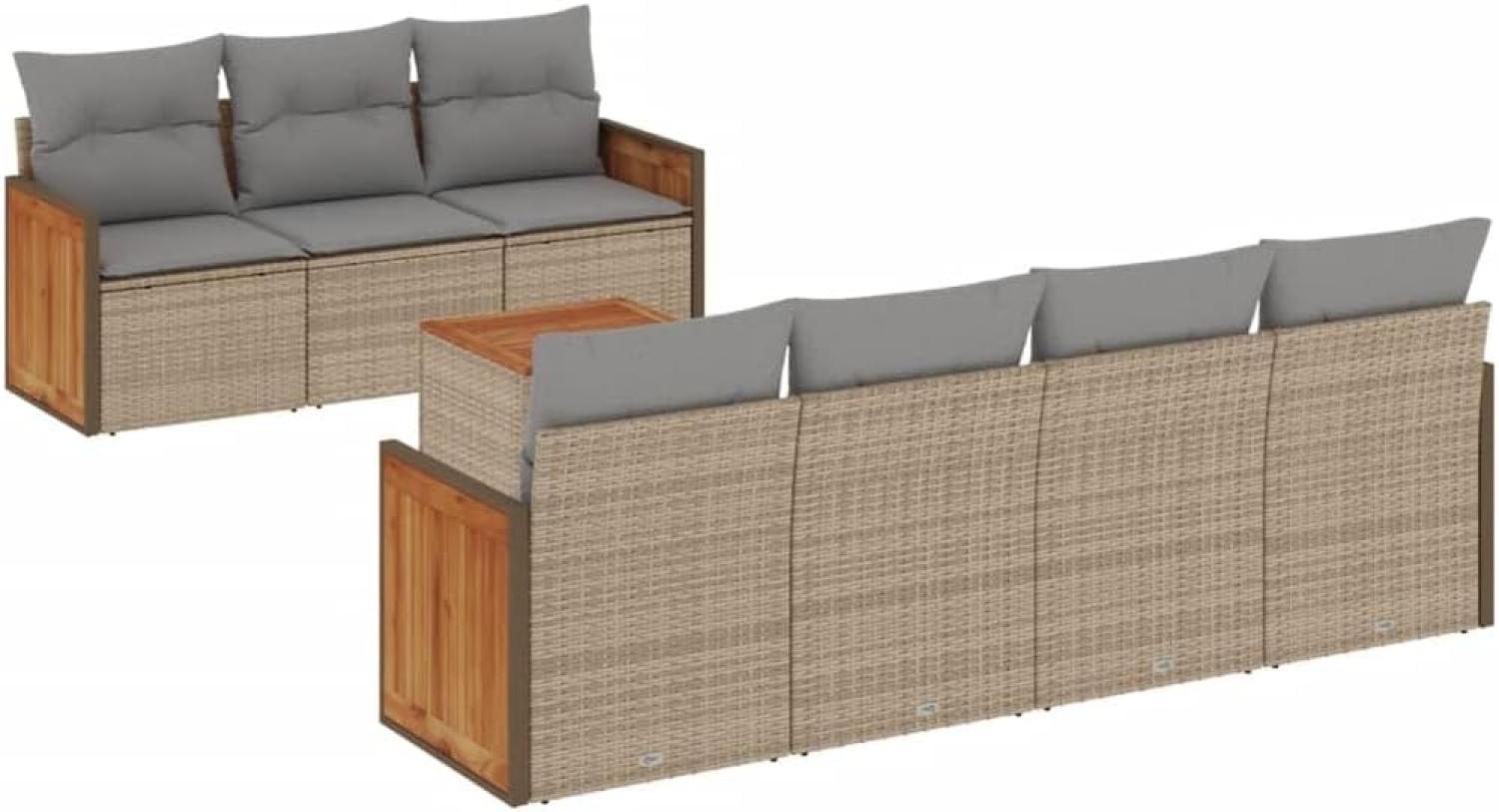 vidaXL 8-tlg. Garten-Sofagarnitur mit Kissen Beige Poly Rattan 3259889 Bild 1