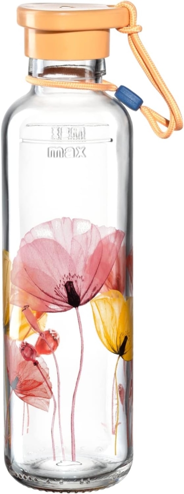 Leonardo Flasche In Giro Flower, Trinkflasche, Getränkeflasche, Wasserflasche, Glasflasche, Glas, Orange, 500 ml, 029113 Bild 1