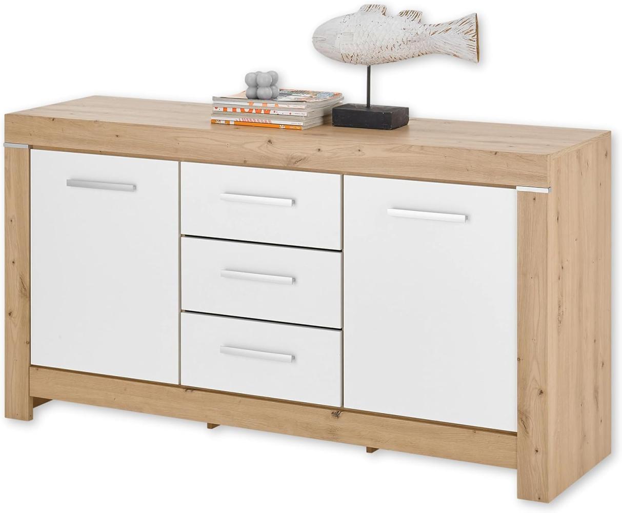 Balin Sideboard in Artisan Eiche Optik, Weiß - Moderne Kommode mit Schubladen und viel Stauraum - 160 x 85 x 45 cm (B/H/T) Bild 1