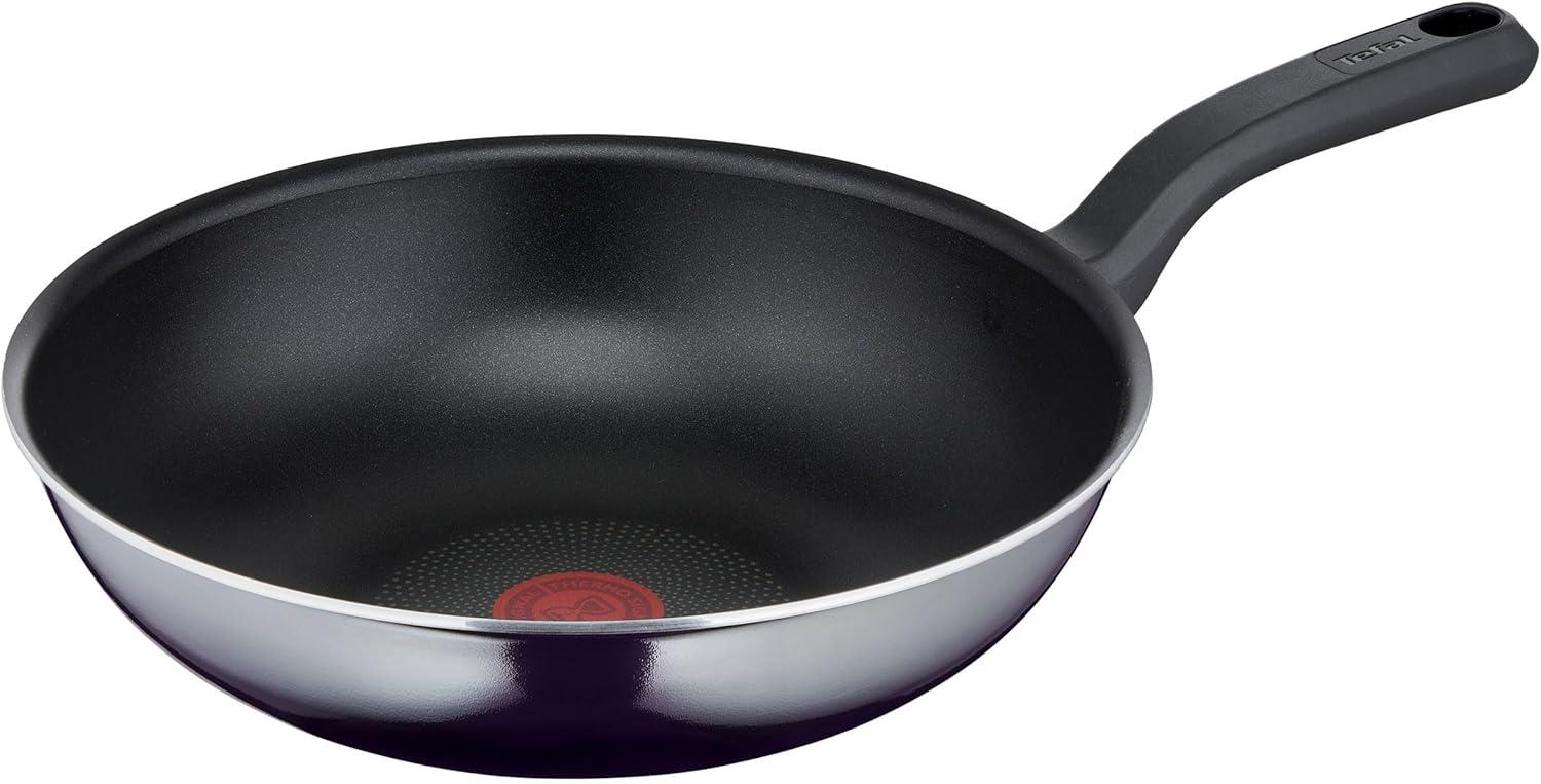 Tefal D52619 Resist Wokpfanne| sichere Titanium Antihaftversiegelung | Thermo-Signal Temperaturindikator | leichte Reinigung | Flame Protect-Technologie | Schwarz|28 cm / tief Bild 1