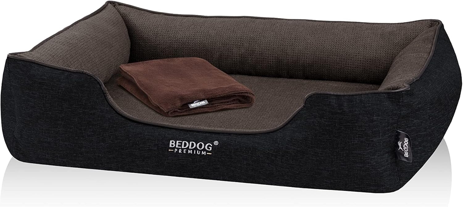 BedDog PREMIUM Orthopädisches Hundebett CLARA, Memory Foam, mit abnehmbaren Bezug MOCCA (braun/schwarz), L Bild 1