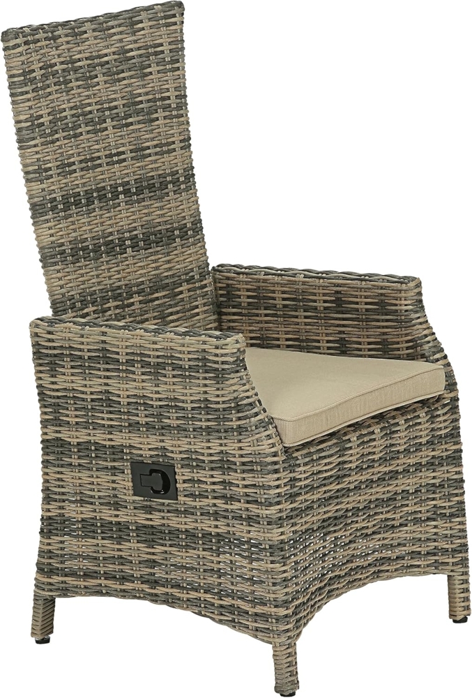 Dehner Gartenstuhl Geflechtsessel Siena, 114 x 59 x 64 cm, braun melierter Rattanstuhl mit hohem Sitzkomfort, stabiles Alugestell Bild 1