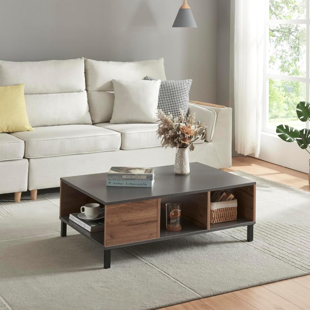 Couchtisch Leppävirta 90x60x33 cm Eiche rustikal/Anthrazit [en. casa] Bild 1