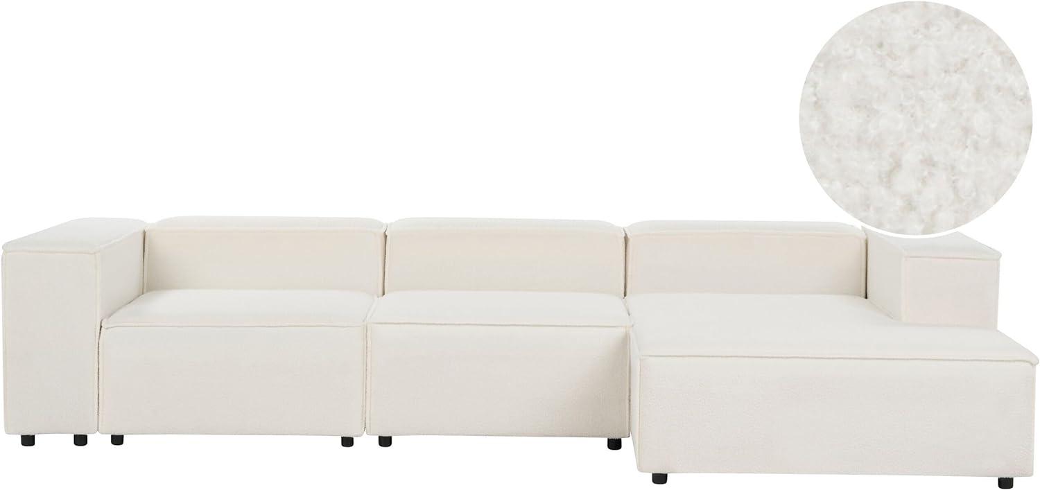 3-Sitzer Ecksofa Bouclé weiß linksseitig APRICA Bild 1