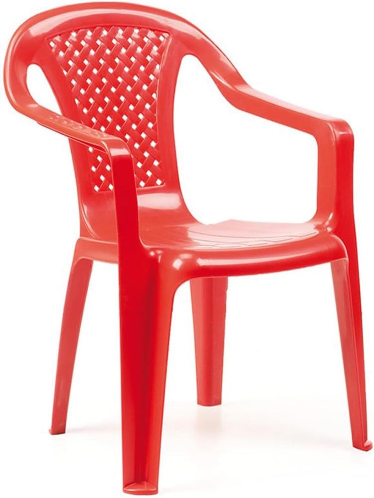 Kinder Stapelstuhl Bistrostuhl Rattan-Optik Rot Kunststoff Bild 1