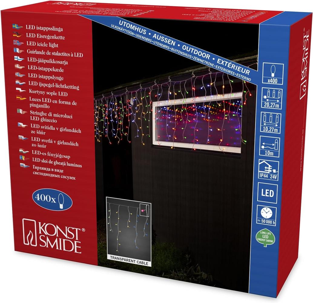 KONSTSMIDE No. 3673-503 LED Eisregen Lichtervorhang 400 bunte Globes IP44 Bild 1