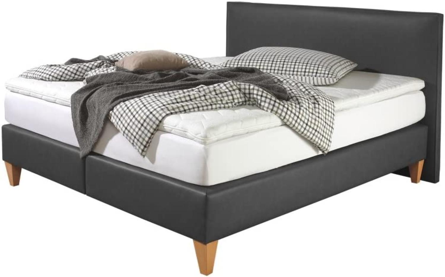 Maintal Boxspringbett Luxor, 100 x 200 cm, Kunstleder, Tonnentaschenfederkern Matratze h3, Anthrazit Bild 1