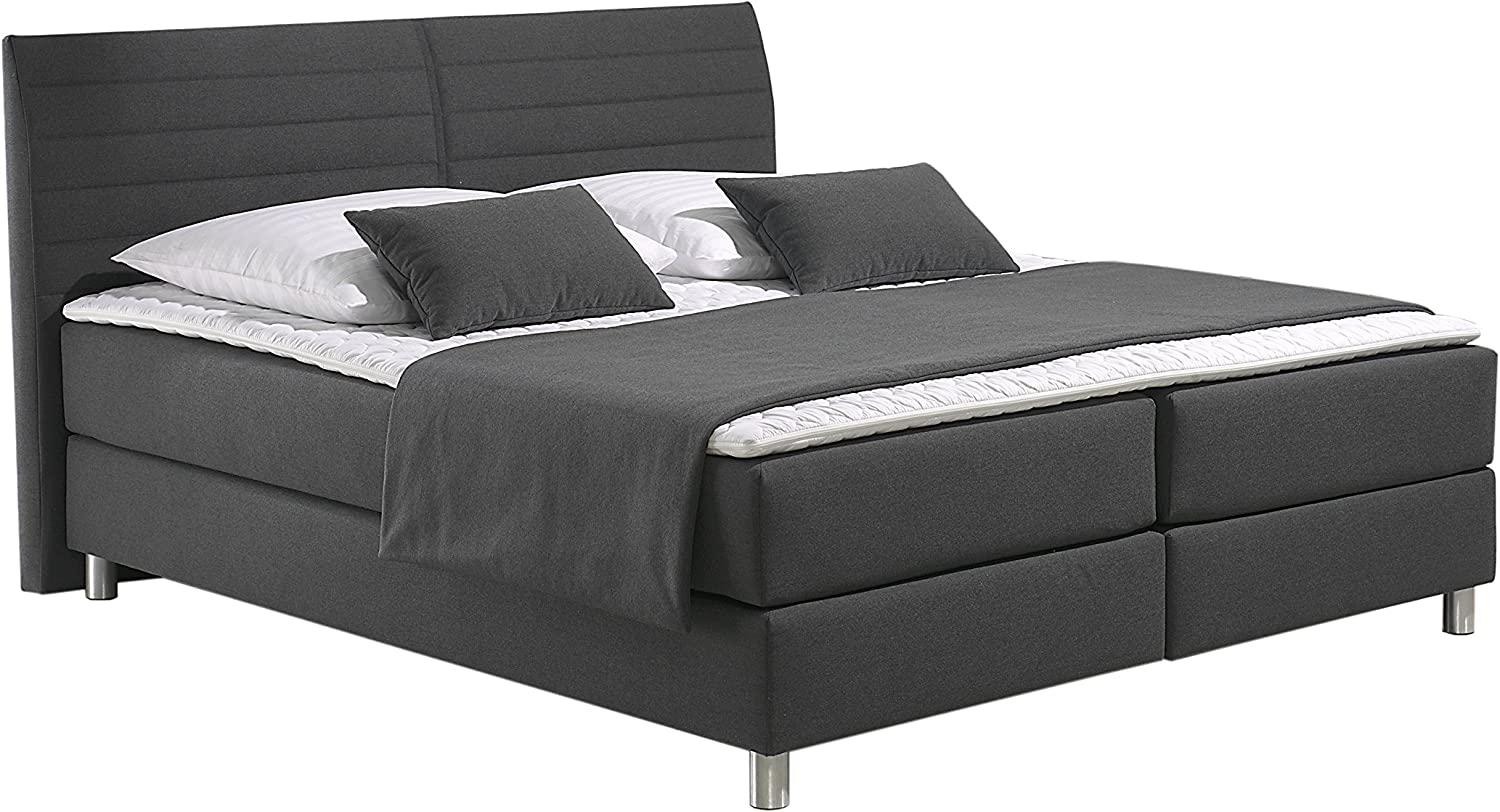 Maintal Boxspringbett Denver, 180 x 200 cm, Strukturstoff, 7-Zonen-Taschenfederkern Matratze h3, Anthrazit Bild 1