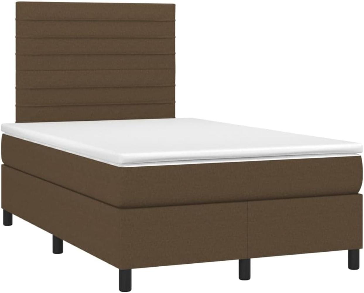 vidaXL Boxspringbett mit Matratze Dunkelbraun 120x200 cm Stoff, Härtegrad: H2 [3141844] Bild 1