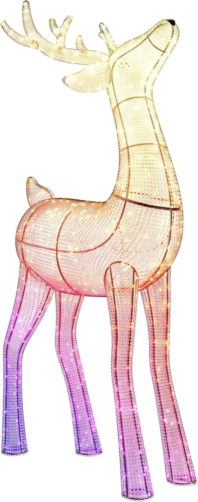 Twinkly Reindeers, LED-Leuchten in Rentierform für den Außenbereich, 240 RGB-LEDs und Warmweißes Licht, Höhe 125 cm, Kompatibel mit Alexa und Google Home, IP44, App-Steuerung, Weihnachtsbeleuchtung Bild 1