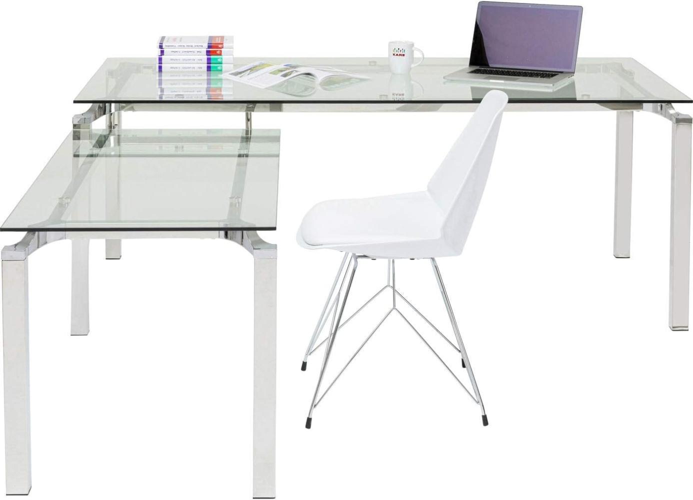 Kare Design Schreibtisch Lorenco Chrom Winkelcombi, Glas, Silber, 72x210x180cm Bild 1