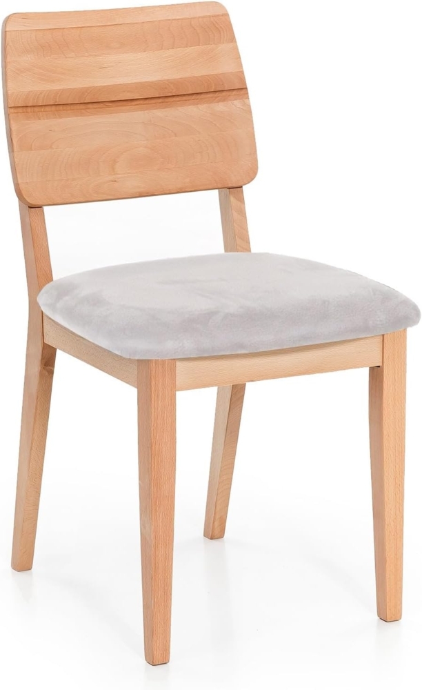 Möbel-Eins NETRON Esstischstuhl, Material Massivholz/Bezug Kunstleder silvercreme Kernbuche Bild 1