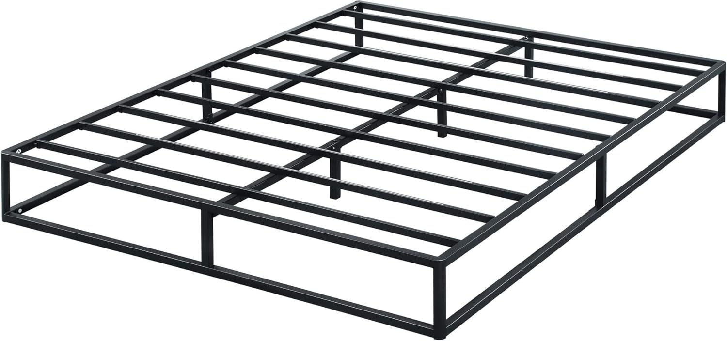 Olee sleep 22cm Modernes Metall-Plattform-Bettgestell / Bett / Metall / Metall-Bettgestell / Stahl-Lattenrost / Matratzenrahmen / Kein Boxspring erforderlich / 140x200 cm / Full / Schwarz Bild 1