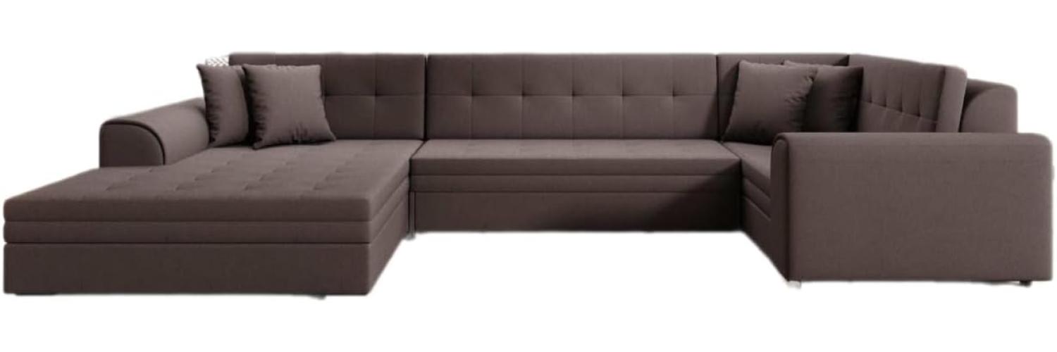 Designer Sofa Velio mit Schlaffunktion Stoff Dunkelbraun Links Bild 1