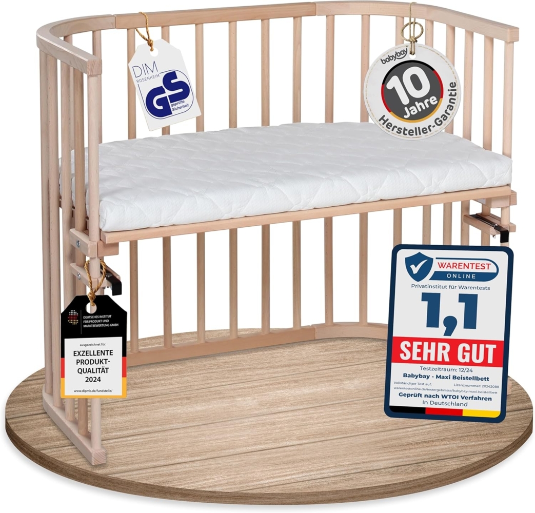 babybay Maxi Beistellbett, natur unbehandelt mit Matratze Classic Soft Bild 1