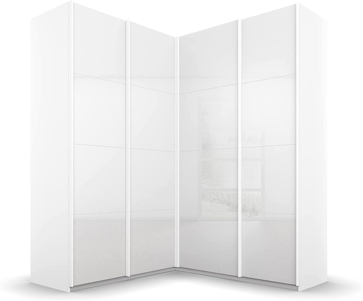 Rauch Möbel Quadra Schrank Eckschrank Schwebetürenschrank, Hochglanz Weiß / Weiß, 4-trg, inkl. 2 Kleiderstangen, 12 Einlegeböden, BxHxT 181x229x187 cm Bild 1