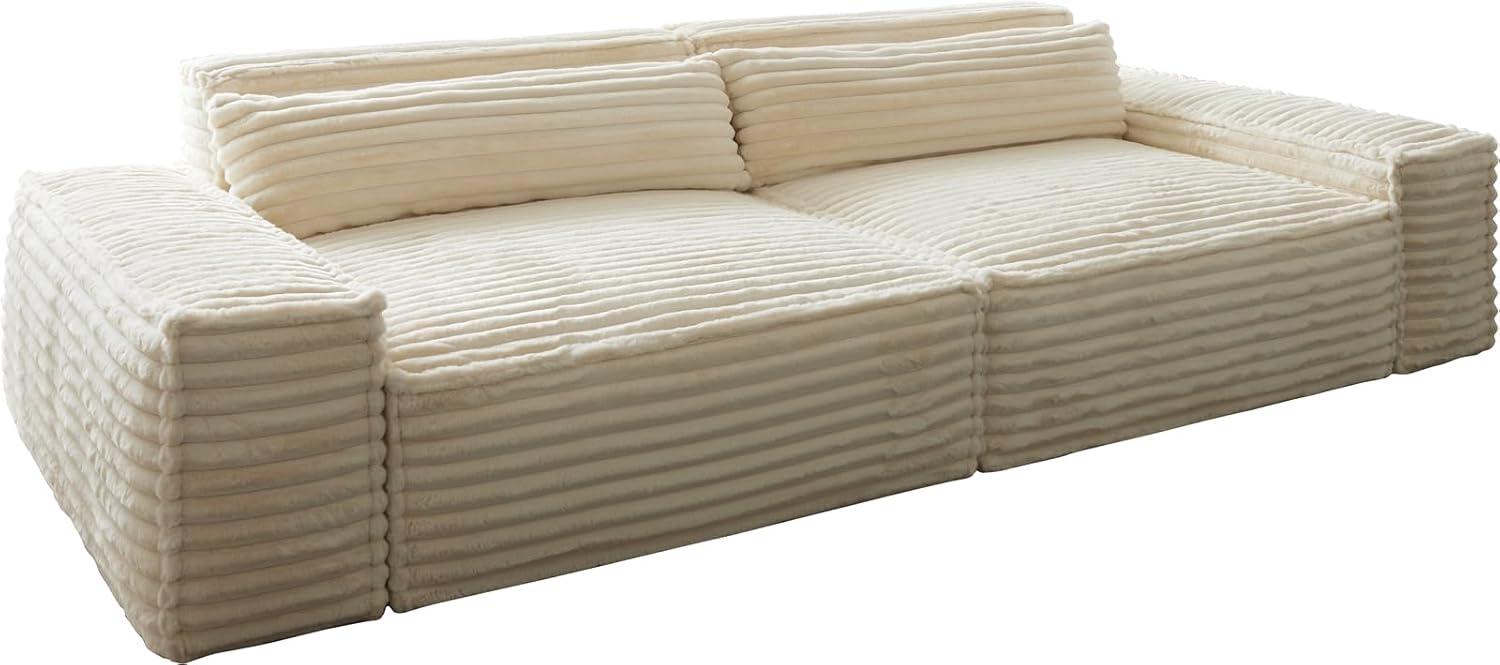 DELIFE Big-Sofa Sirpio, XL Plüschcord Beige 270x130 cm Bild 1