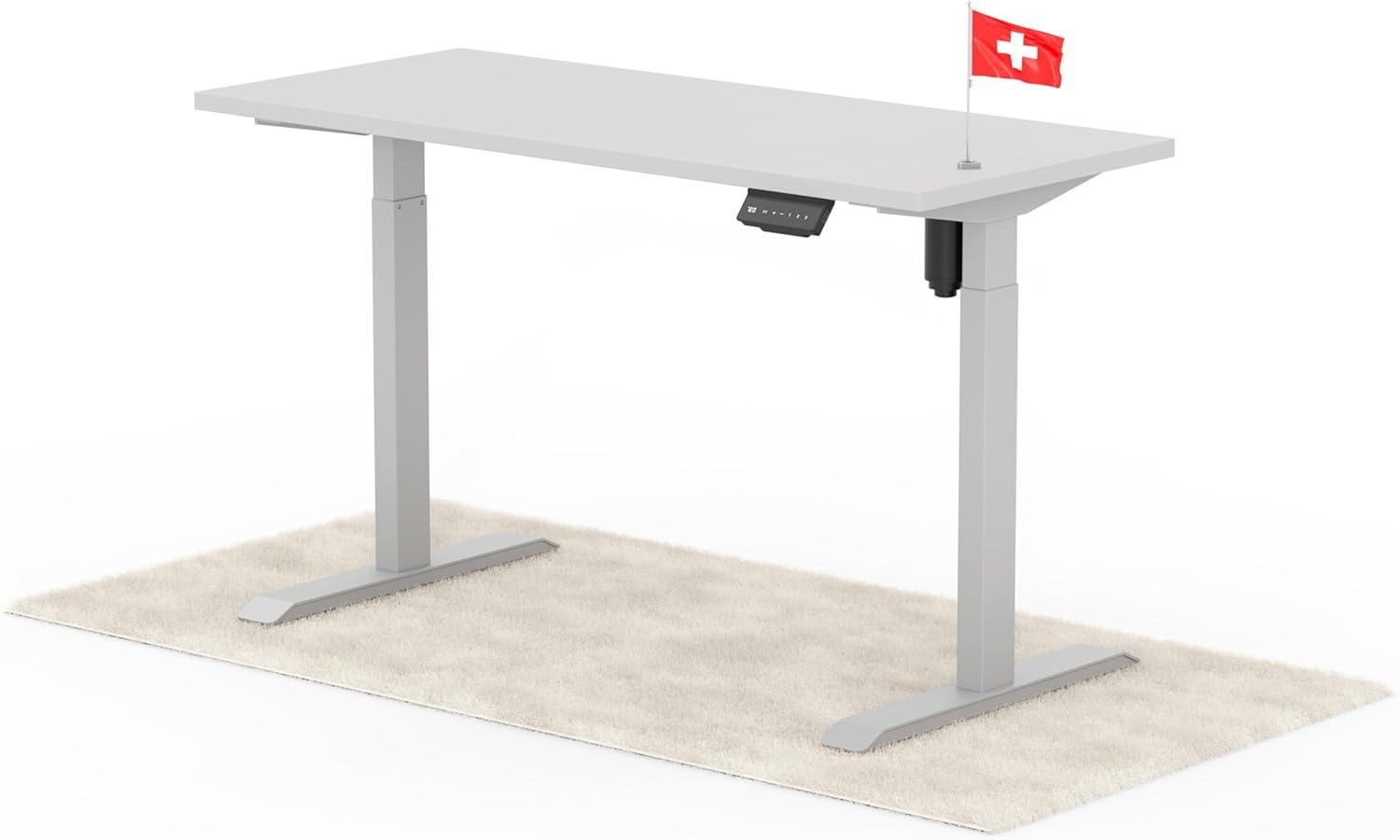 elektrisch höhenverstellbarer Schreibtisch ECO 140 x 60 cm - Gestell Grau, Platte Grau Bild 1