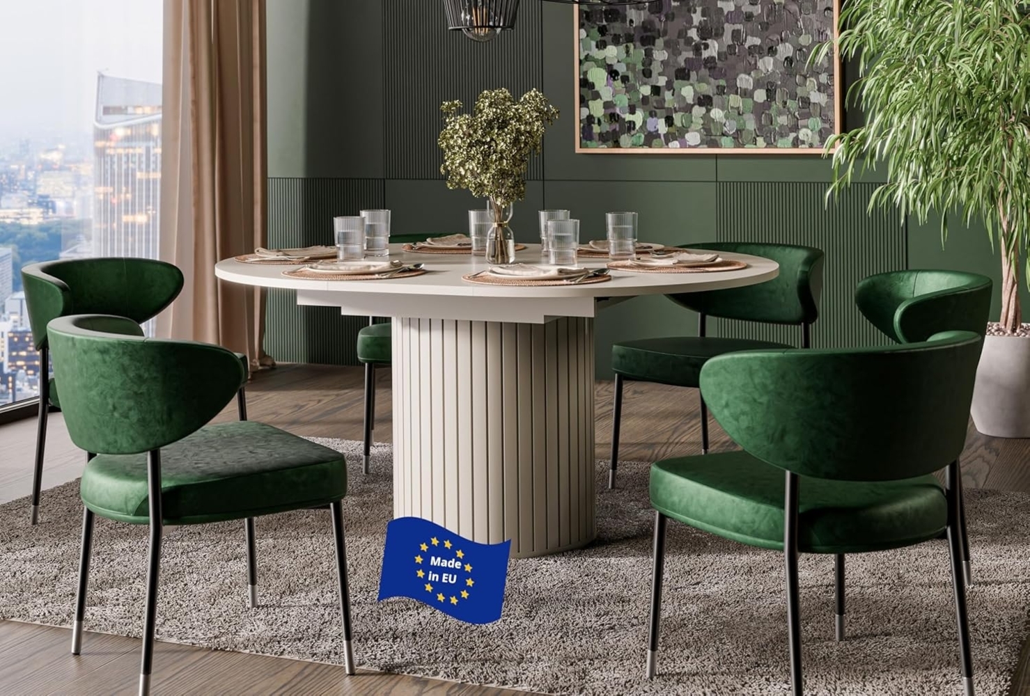 designimpex Esstisch Design Esstisch DO-9 rund Küchentisch Ausziehtisch Esszimmertisch oval, Esstisch, Esszimmertisch, Tisch, Ausziehtisch, Küchentisch, Esszimmer Bild 1