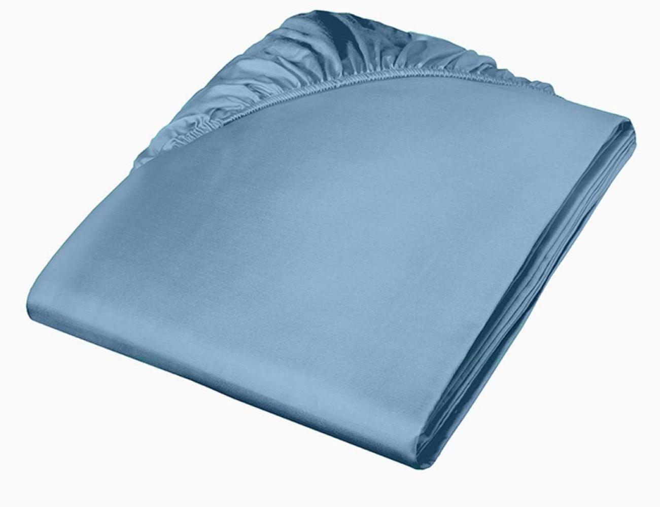 Fleuresse Mako-Satin-Spannlaken colours bleu 6056 160x200 Bild 1