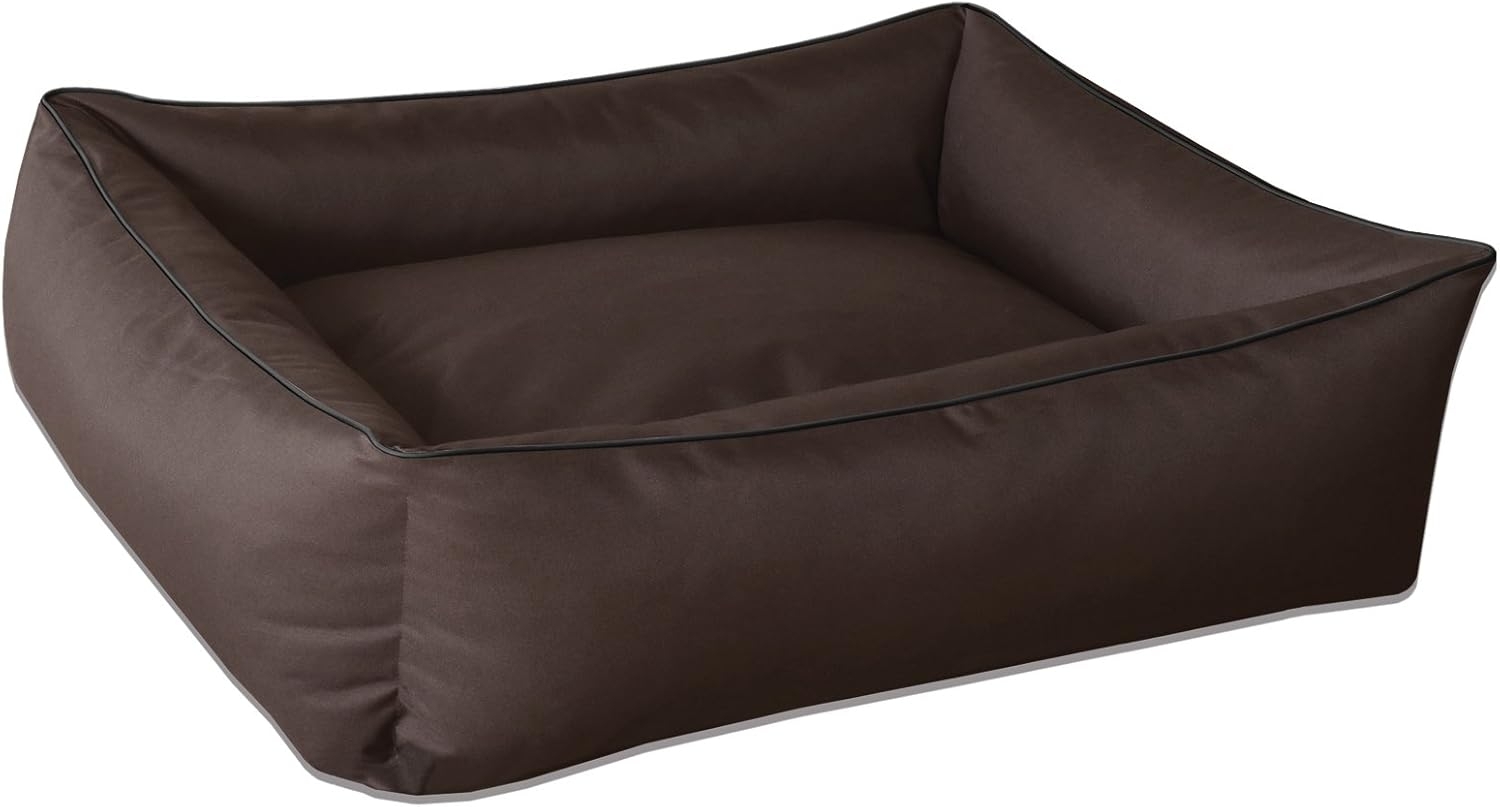 BedDog Hundebett MAX, großes Hundekörbchen aus Cordura, waschbares Hundebett mit Rand, Hundesofa vier-eckig (L) ca. 80 x 65 x 18 cm, CHOCOLATE (braun) Bild 1