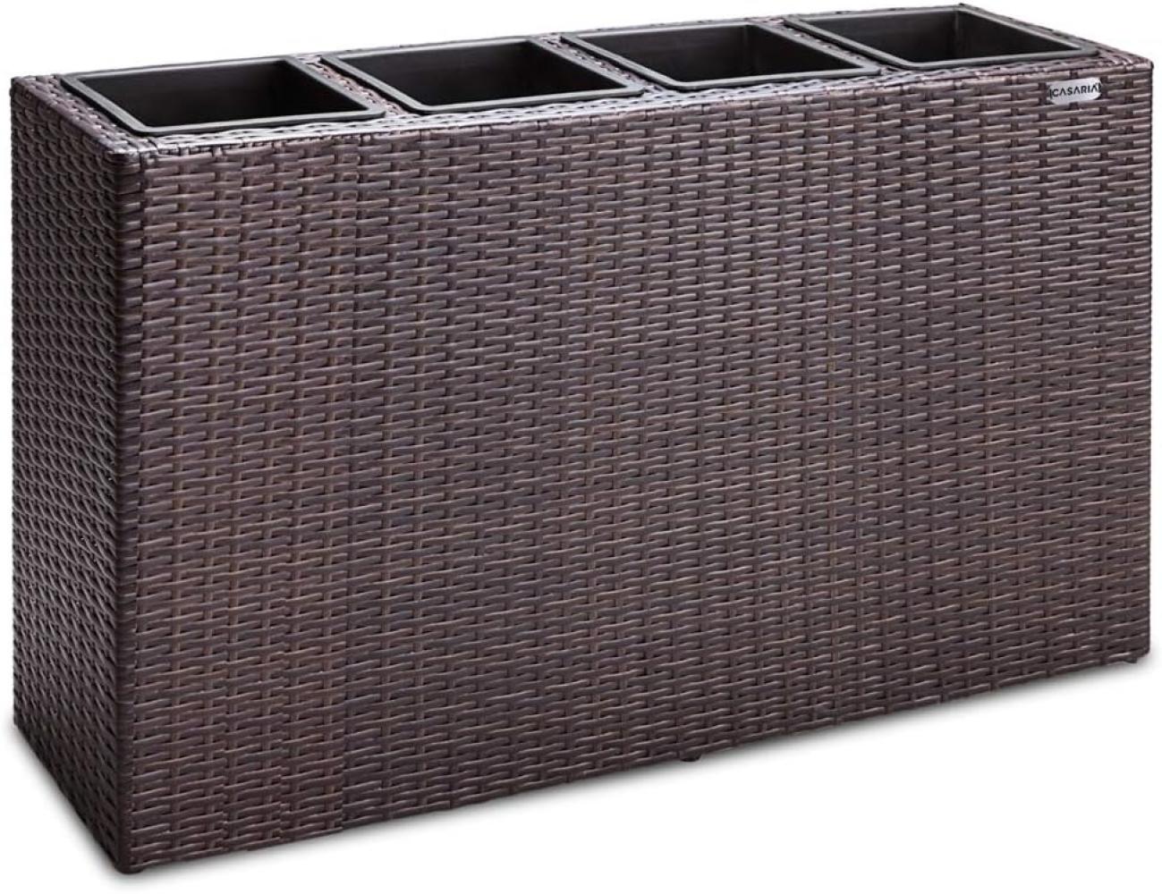 Casaria Pflanzkübel, 4 Innentöpfe Herausnehmbar Polyrattan 95x27x60cm Blumentopf Braun Bild 1