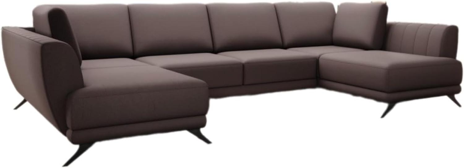 Designer Sofa Nina mit Schlaffunktion Stoff Dunkelbraun Bild 1