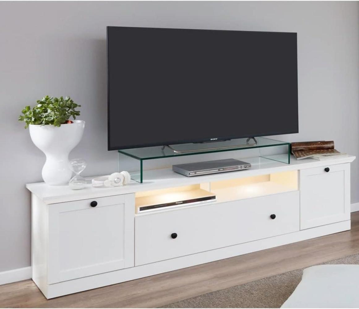 TV Lowboard mit LED Unterbaubeleuchtung BERGAMA-19 weiß Landhausstil, B/H/T: ca. 177/49/41 cm Bild 1