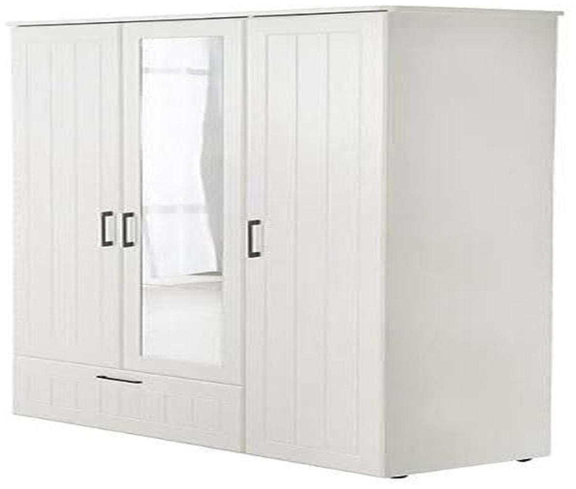 roba Kinderkleiderschrank 3-türig 'Sylt' mit Spiegeltür - Gefräßte Fronten - Weiß Bild 1