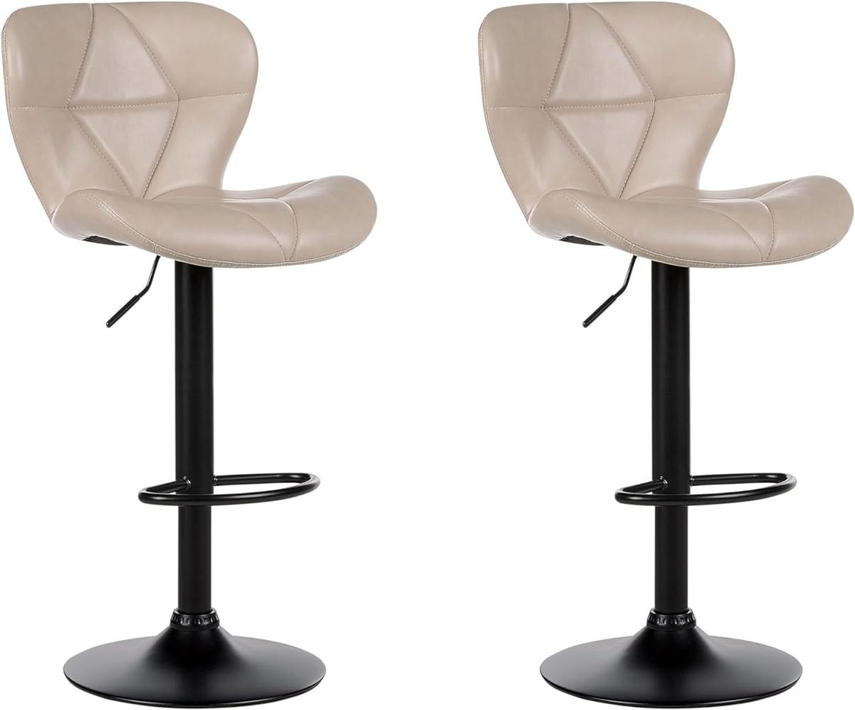 Set mit 2 Barstühlen VALETTA Kunstleder drehbar Helles Beige Bild 1