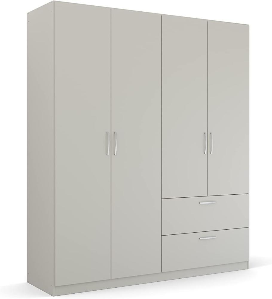 Rauch Möbel Pure by Quadra Spin Schrank Drehtürenschrank, Grau, 4-trg, inkl. 2 Kleiderstangen, 2 Einlegeböden, 2 Schubkästen, BxHxT 181x210x54 cm Bild 1