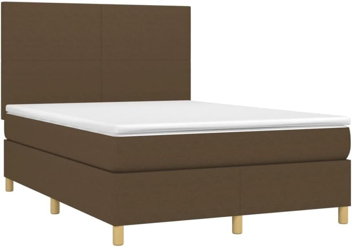 vidaXL Boxspringbett mit Matratze Dunkelbraun 140x190 cm Stoff, Härtegrad: H2 [3142172] Bild 1