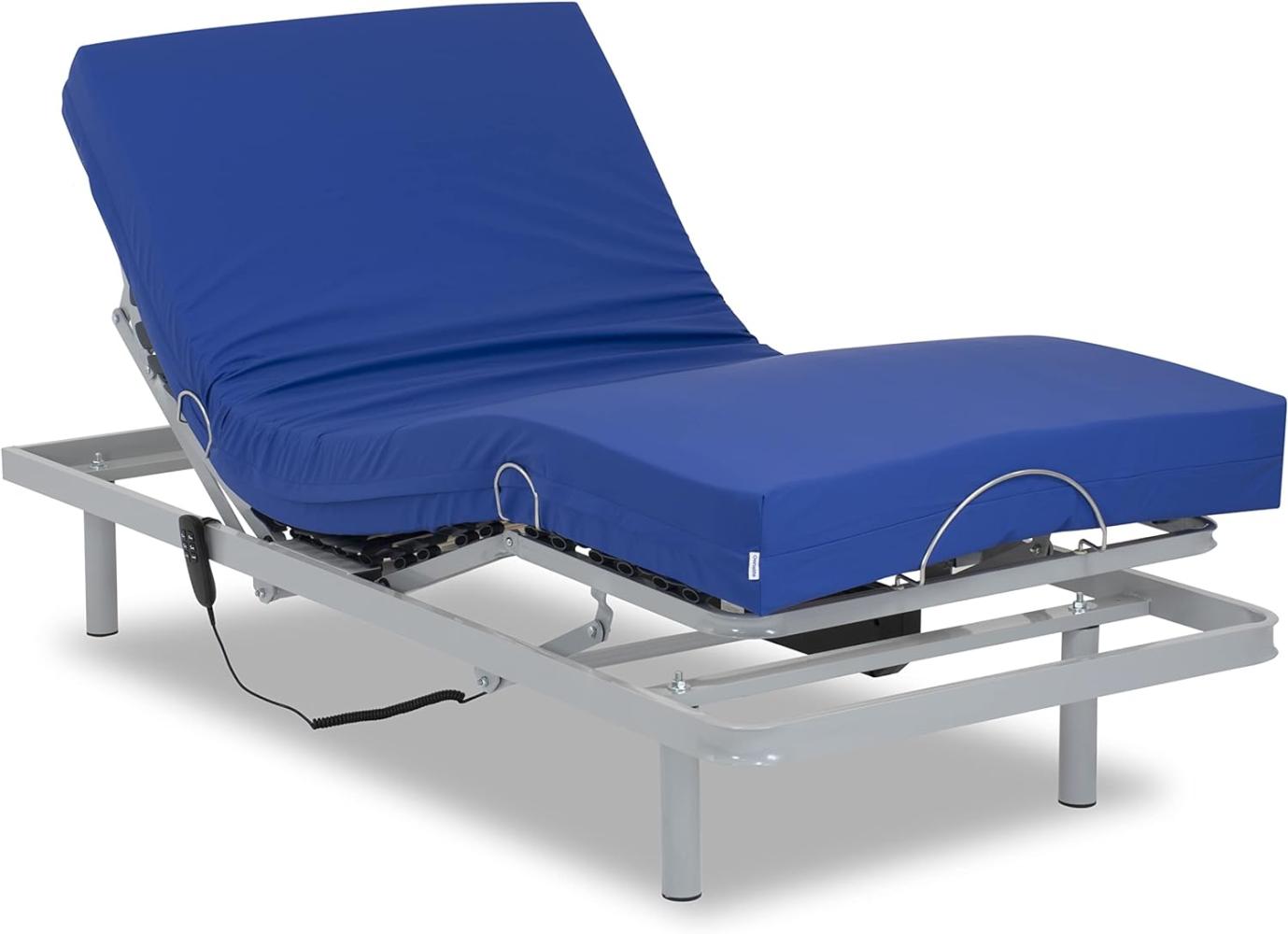 Gerialife Gelenk Bett mit viskoelastischer Matratze, wasserdicht (105 x 190 cm), Metall, grau, 105x190 Bild 1