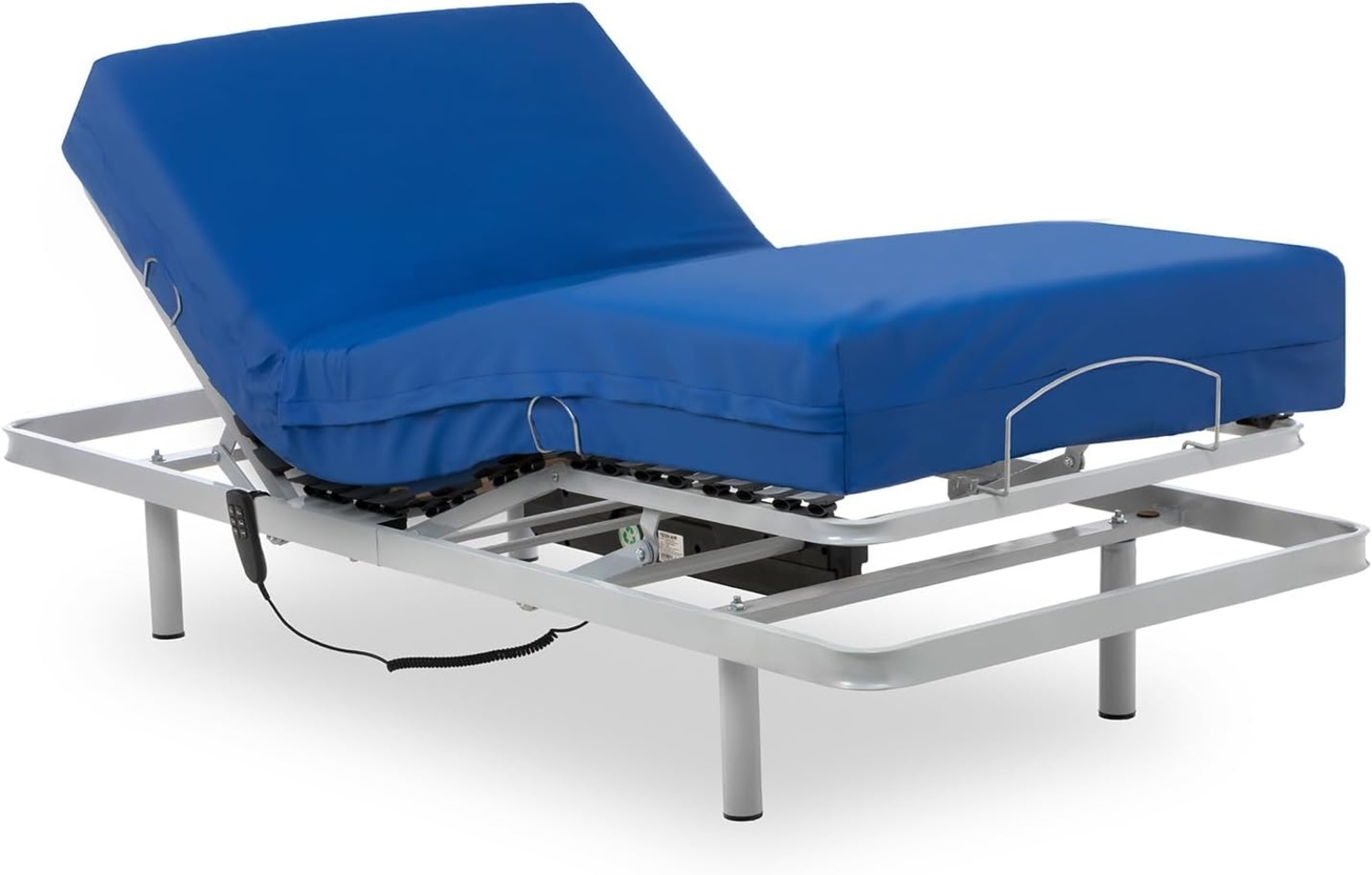 Gerialife Gelenk Bett mit viskoelastischer Matratze, wasserdicht (105 x 190 cm), Metall, grau, 105x190 Bild 1