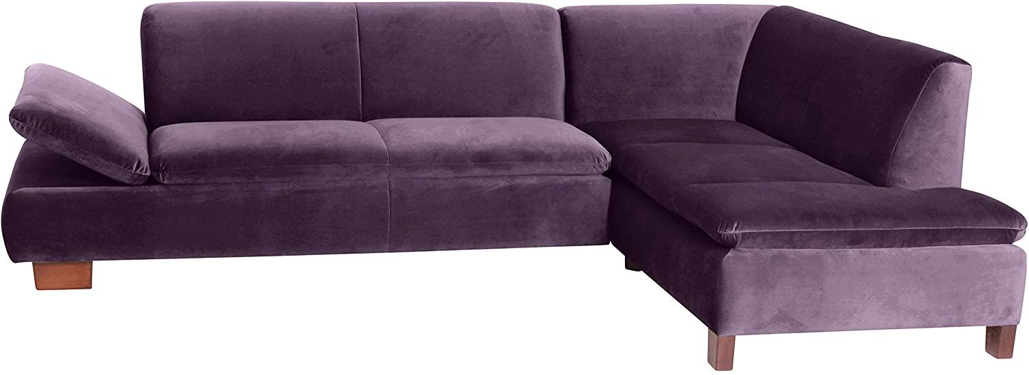 Terrence Ecksofa Samtvelours Purple Buche Nussbaumfarben Bild 1