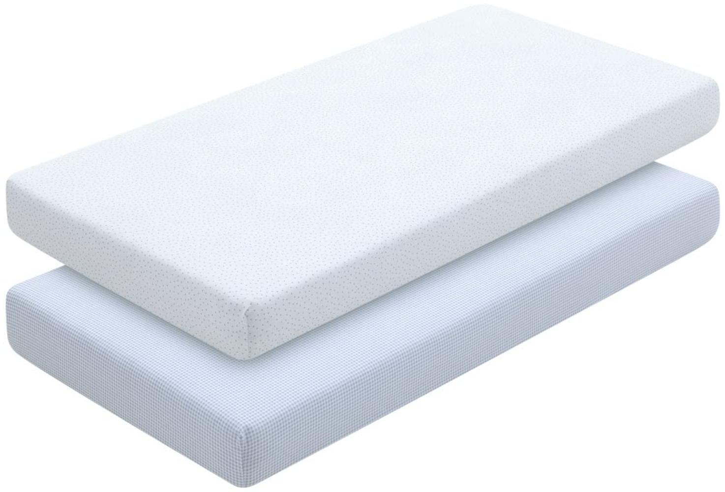 Cambrass - 2 Fitted Sheet - Cot 60 60 x 120 x 17 Cm Vichy10 Blue Bild 1