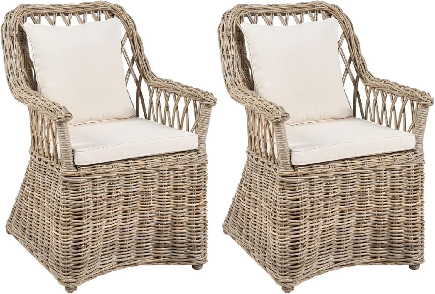 Gartensessel 2er Set MAROS II Rattan Helles Beige Bild 1