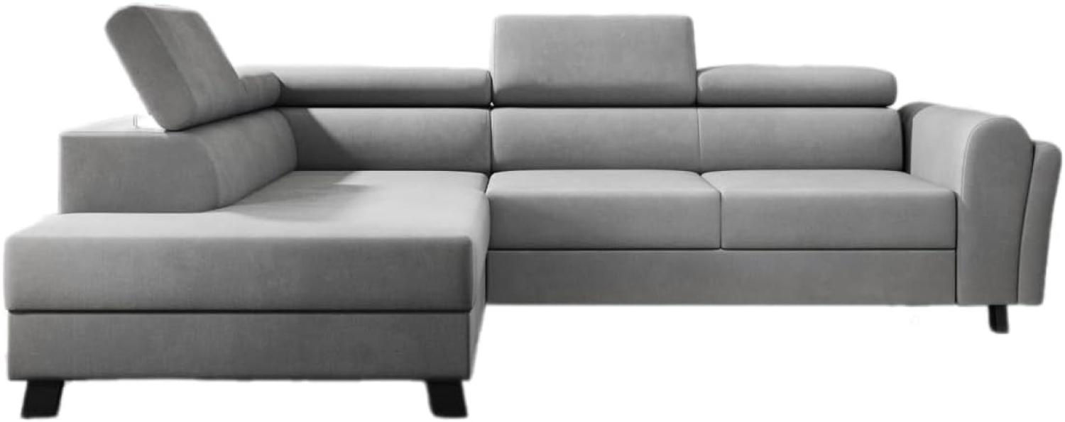 Designer Sofa Kira mit Schlaf- und Klappfunktion Samt Hellgrau Links Bild 1